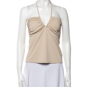 Beige Sleeveless Halter Top